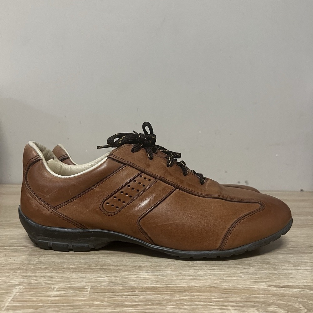 Allen Edmonds Peyton Cognac Brown Leather Sneakers Driving Shoes Size 9.5 D